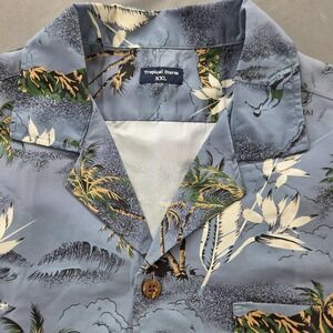 Tropical Storm Mens XXL Blue Hawaiian Island Casual Short Sleeve Button Up Shirt